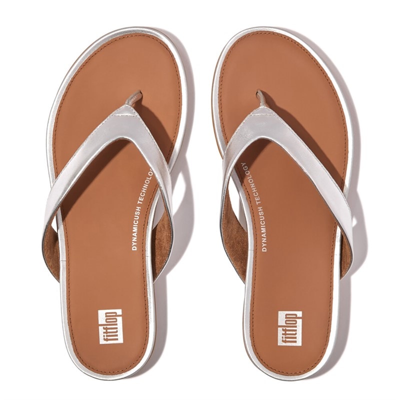 FitFlop Dames Gracie Leren Slippers Zilver - Afbeelding 4