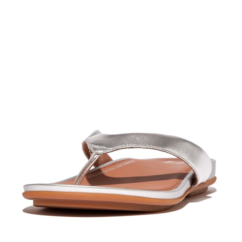 FitFlop Dames Gracie Leren Slippers Zilver - Afbeelding 5