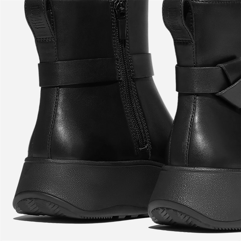 FitFlop Dames F-Mode Met Gesp Leer Flatform Enkellaarsjes Zwart - Afbeelding 3