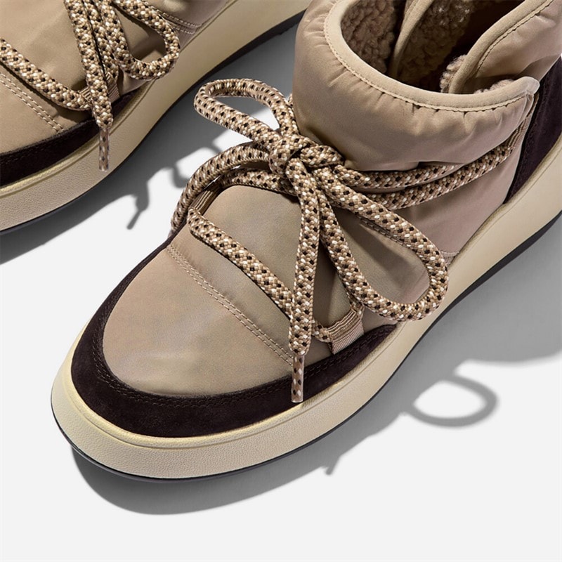 FitFlop F-Mode biofleece siatkowe botki na flatformie dla niej kolor ciemnoszary – zdjęcie  4