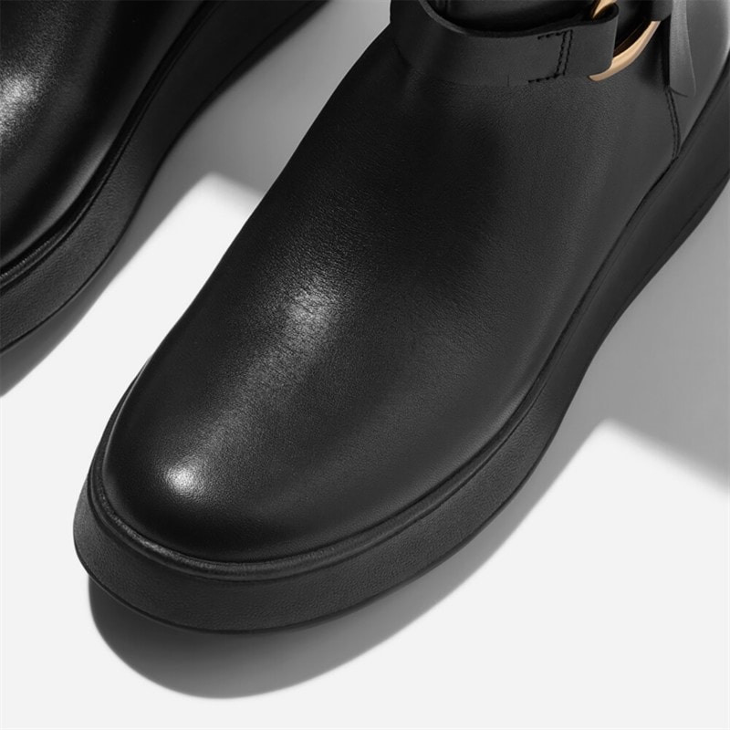FitFlop Damen F Mode Quadratischer Ring Flatform Hohe Stiefel Schwarz - Bild 4