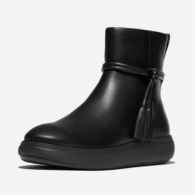 FitFlop IQ Comff krótkie botki z frędzlami dla niej kolor All Black – zdjęcie  1