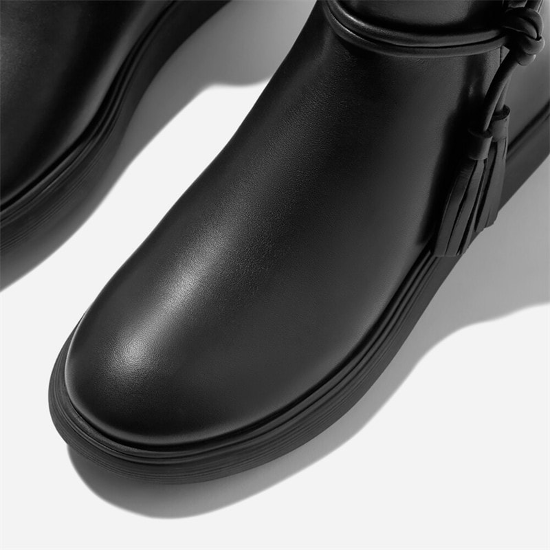 FitFlop IQ Comff krótkie botki z frędzlami dla niej kolor All Black – zdjęcie  4