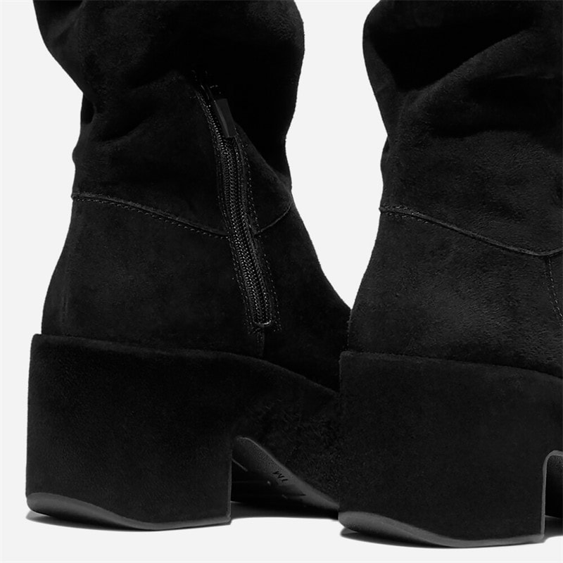FitFlop Dames Plateau Laaghangende Suède Laarsjes All Black - Afbeelding 3