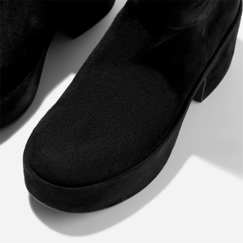 FitFlop Dames Plateau Laaghangende Suède Laarsjes All Black - Afbeelding 4