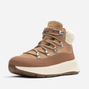 FitFlop F-Mode sznurowane botki z pluszowym kołnierzem dla niej kolor Desert Tan