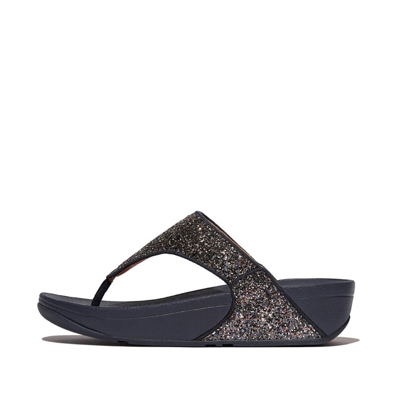 FitFlop Dames Lulu Multi Tonal Glitter Teen Post Sandalen Midnight Navy Mix