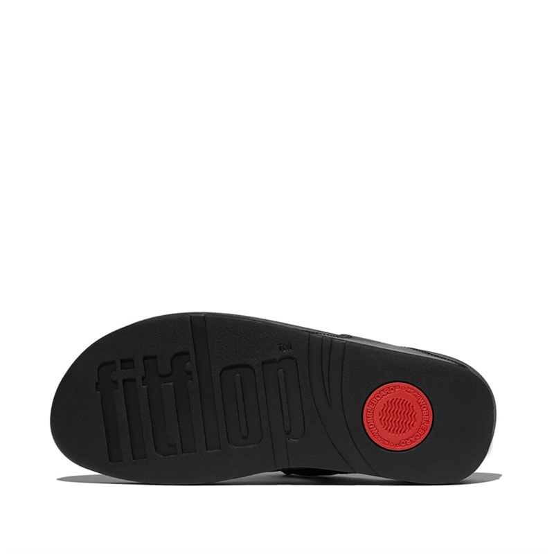 FitFlop Sandales compensées Lulu Glitz à nœud en cuir Femme All Black - Image 5