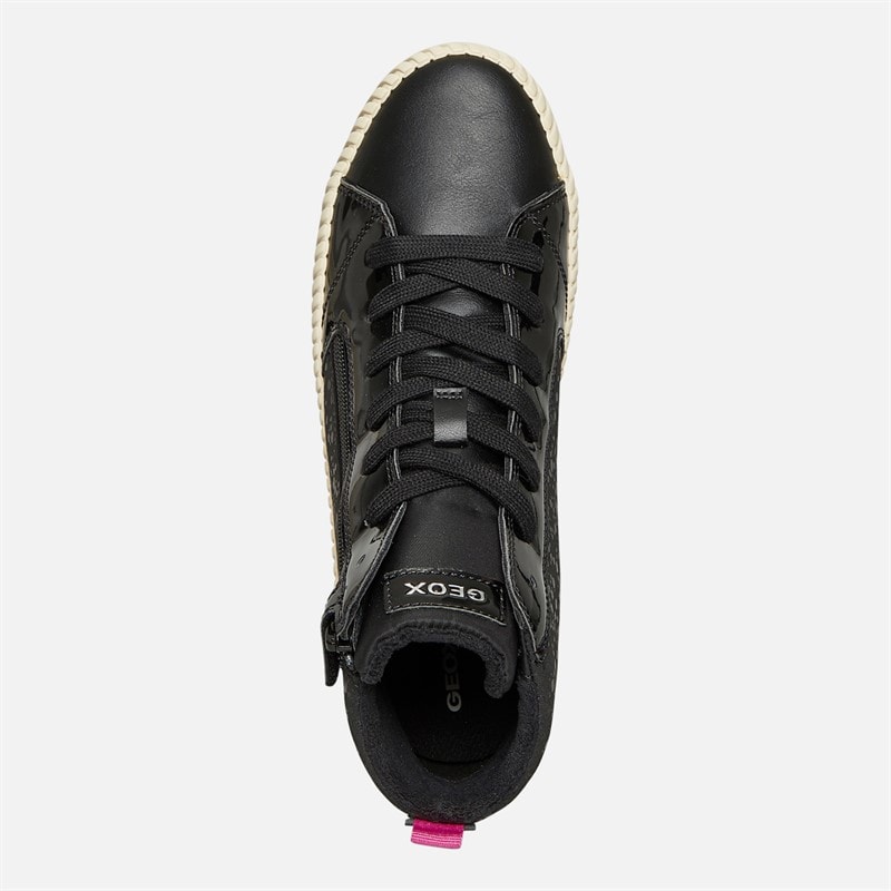 GEOX Junior Meisjes Mirroless Zip Hoge Top Sneakers Zwart - Afbeelding 4