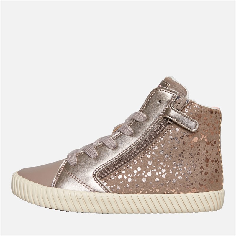 GEOX Meisjes Mirroless Rits Hi Top Sneakers Dark Beige