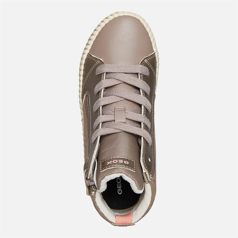 GEOX Fille Mirroless Zip Hi Top Baskets Dark Beige - Image 4