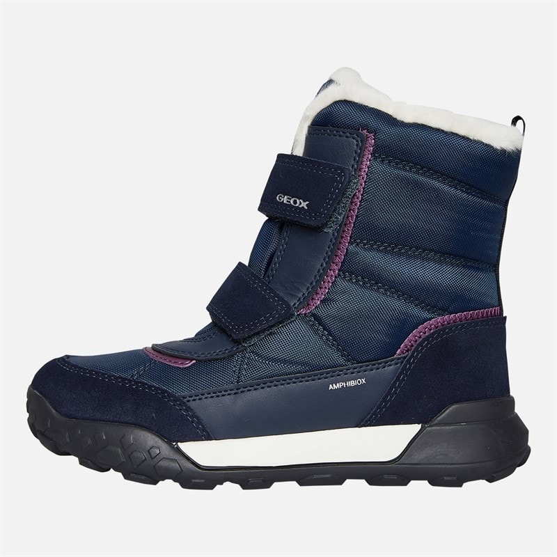 GEOX Junior Meisjes Trekkyup Dubbele Band Bont Gevoerde Laarzen Marine/Paars