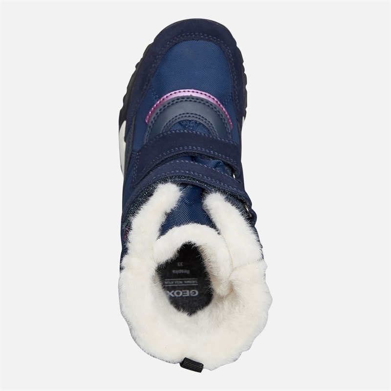 GEOX Junior Mädchen Trekkyup Doppelschnalle Fell Gefütterte Stiefel Marine/Lila - Bild 4