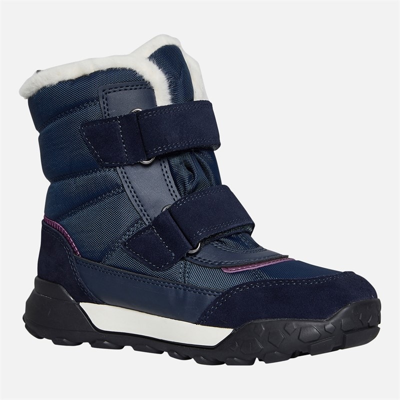 GEOX Junior Mädchen Trekkyup Doppelschnalle Fell Gefütterte Stiefel Marine/Lila - Bild 5