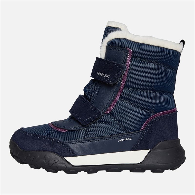 GEOX Meisjes Trekkyup Dubbel Band Bont Gevoerde Laarzen Navy/Paars