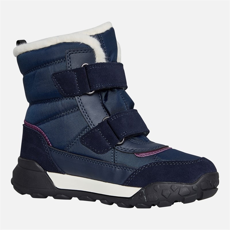 GEOX Mädchen Trekkyup Zweifach Riemen Fell gefütterte Stiefel Marineblau/Lila - Bild 5
