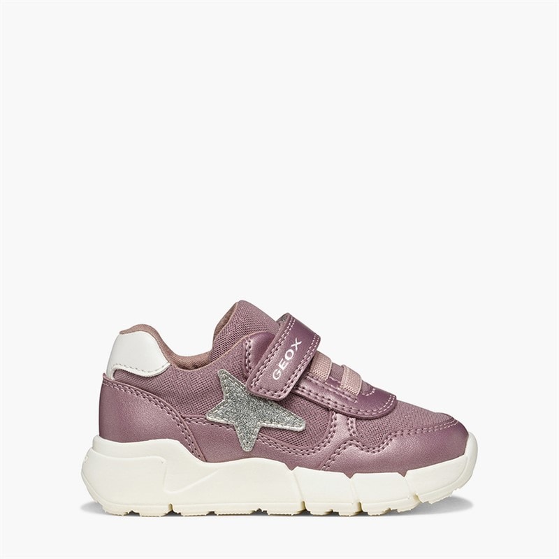 GEOX Baby Meisjes Flextyper Klittenband Sneakers Donkerroze/Zilver - Afbeelding 1