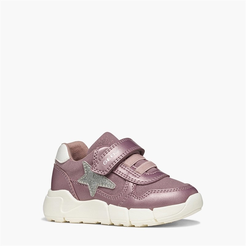 GEOX Baby Meisjes Flextyper Klittenband Sneakers Donkerroze/Zilver - Afbeelding 5