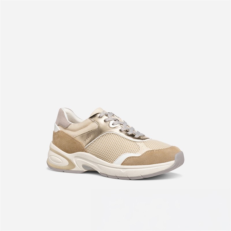 GEOX Dames Zarvia Sneakers Papyrus/Wit - Afbeelding 2