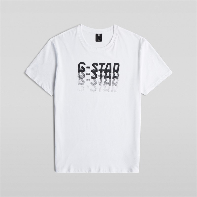 G-STAR Herren verblasstes T Shirt Weiß