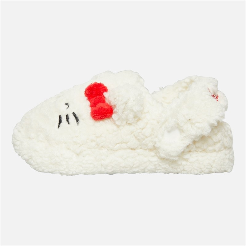 Hello Kitty Meisjes Witte Borg Pantoffels Wit / Rood - Afbeelding 2