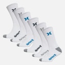 Hurley Heren 1 / 2 badstof zes paar crew sokken wit / blauw