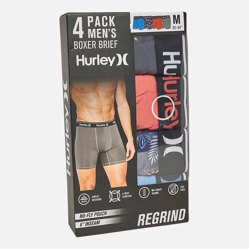 Hurley Heren Vier Pack Regrind Boxer Briefs Blauw / Rood - Afbeelding 2