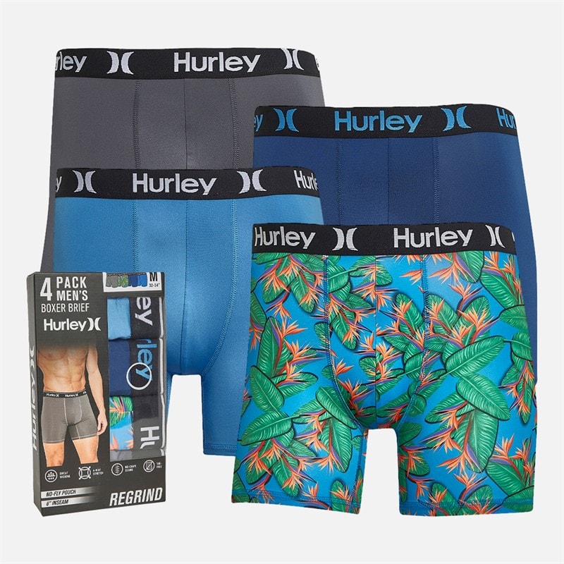 Hurley Heren Vier Pak Regrind Boxer Onderbroeken Fel Blauw - Afbeelding 1