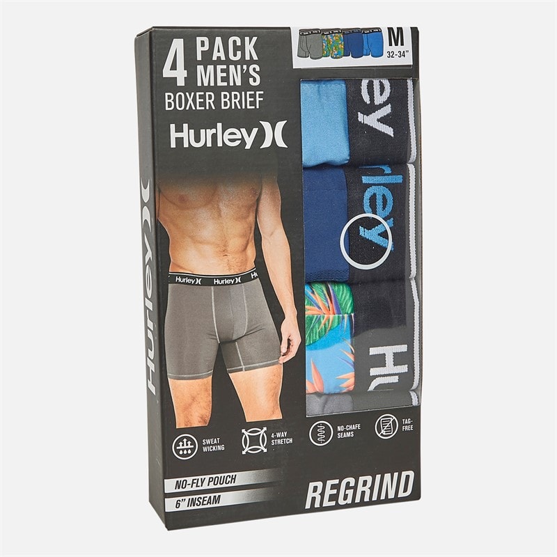 Hurley Heren Vier Pak Regrind Boxer Onderbroeken Fel Blauw - Afbeelding 2