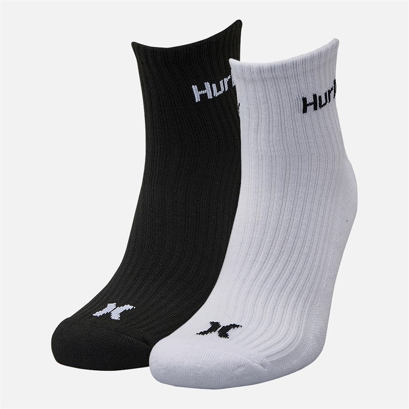 Hurley Heren Six Pack Crew Sokken Wit/Zwart - Afbeelding 2