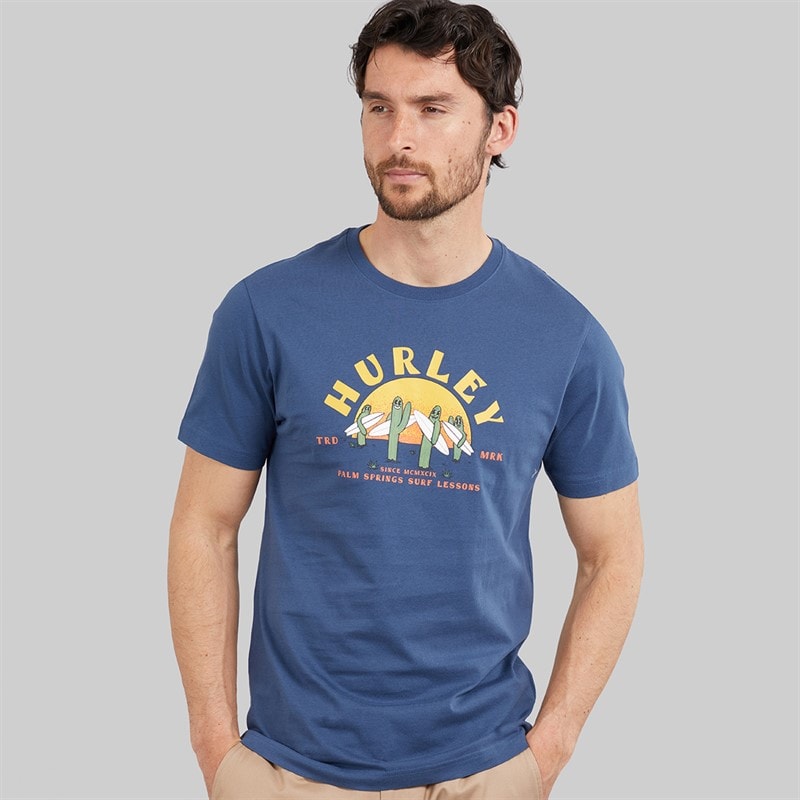 Hurley Heren Desert Trippin Grafisch T-shirt Industrial Blue