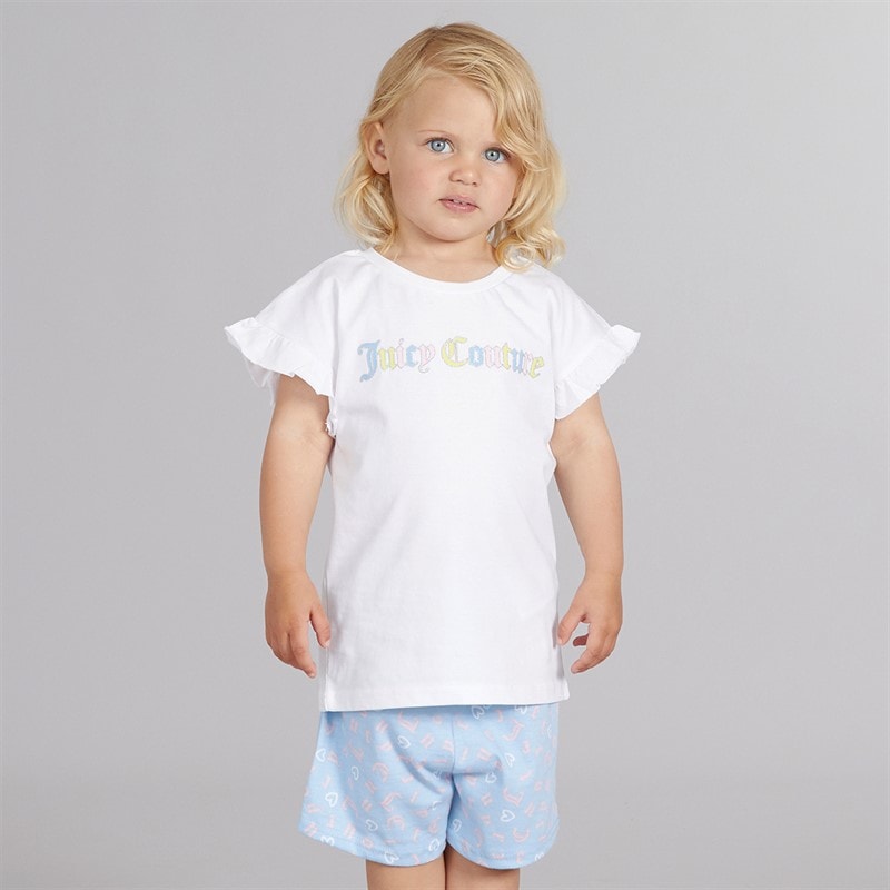 Juicy Couture Meisjes letter ruches T-shirt en shorts set Powder Blue