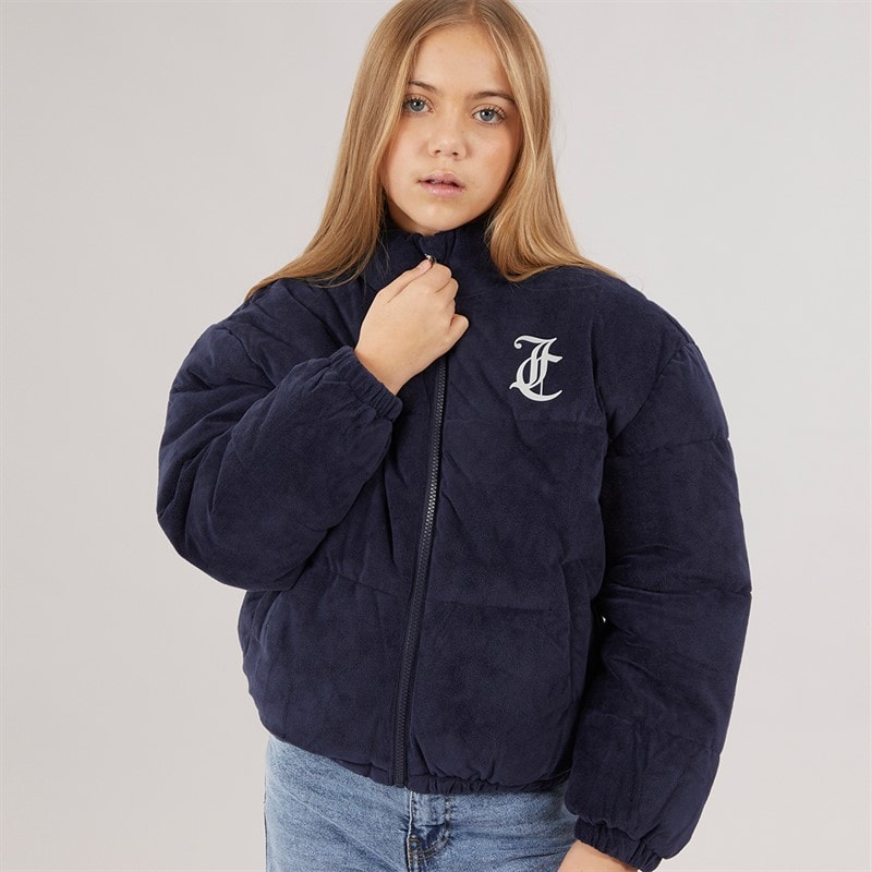 Juicy Couture Meisjes Fluwelen Pufferjas met Trechterhals Nachtelijke Hemel - Afbeelding 5
