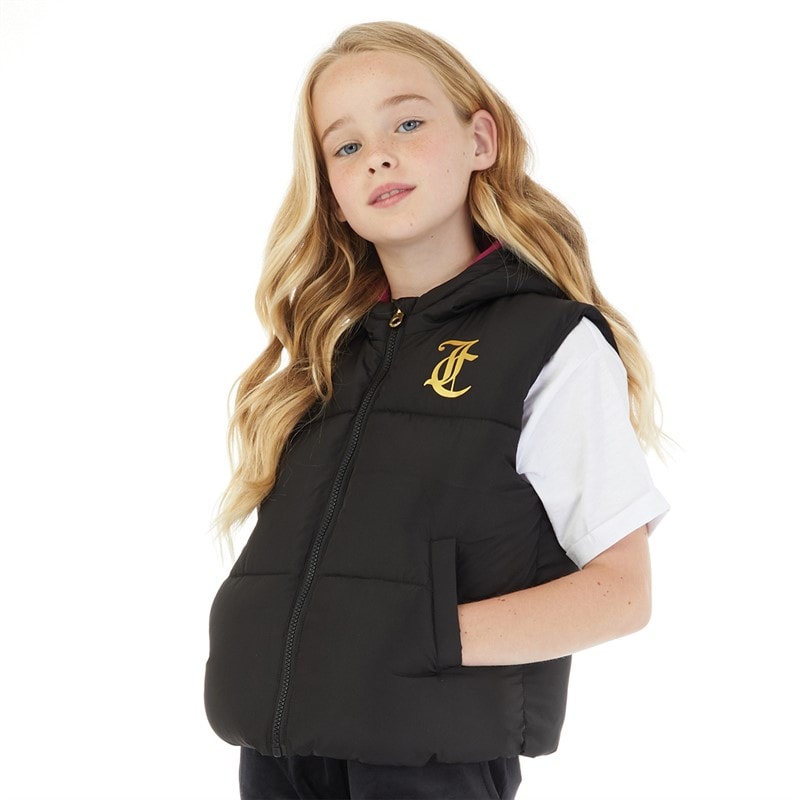 Juicy Couture Meisjes Getailleerd Breed Gesteppte Gilet Zwart