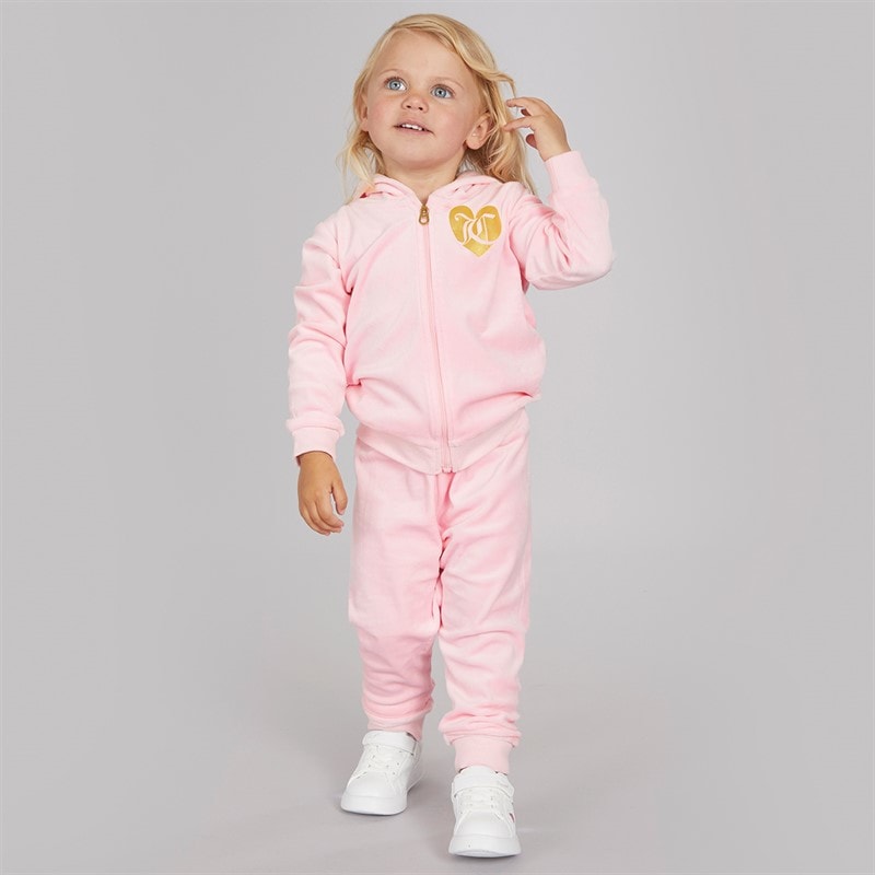 Juicy Couture Baby Meisjes velours hart logo trainingspak amandelbloesem - Afbeelding 1