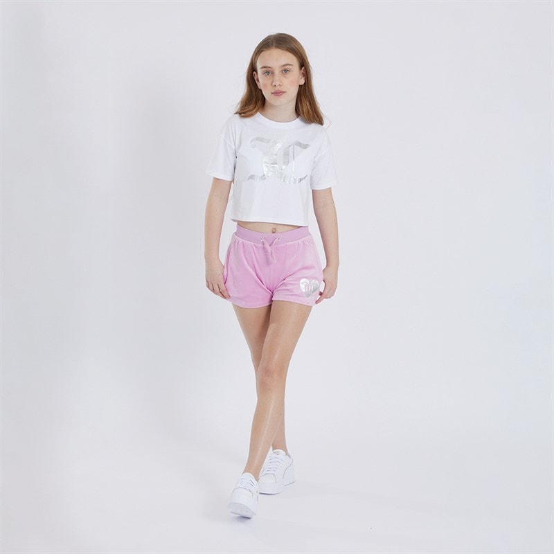 Juicy Couture Ensemble t-shirt boxy et short en velours avec cœur Fille Pink Lavender - Image 3