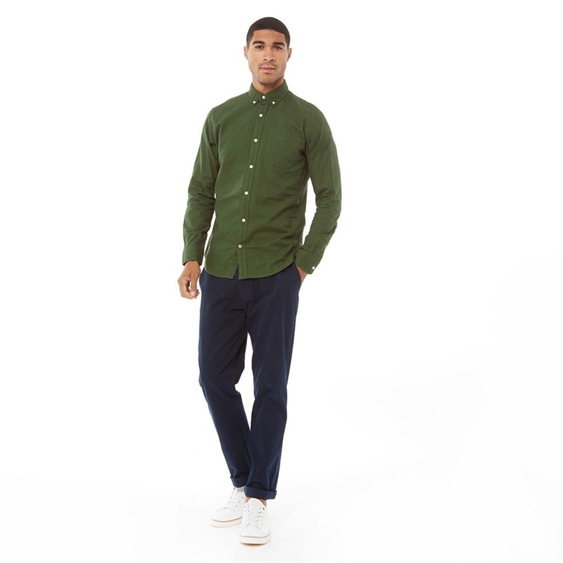 JACK & JONES Chemises à Manches Longues Oxford Homme Vert Foncé - Image 3