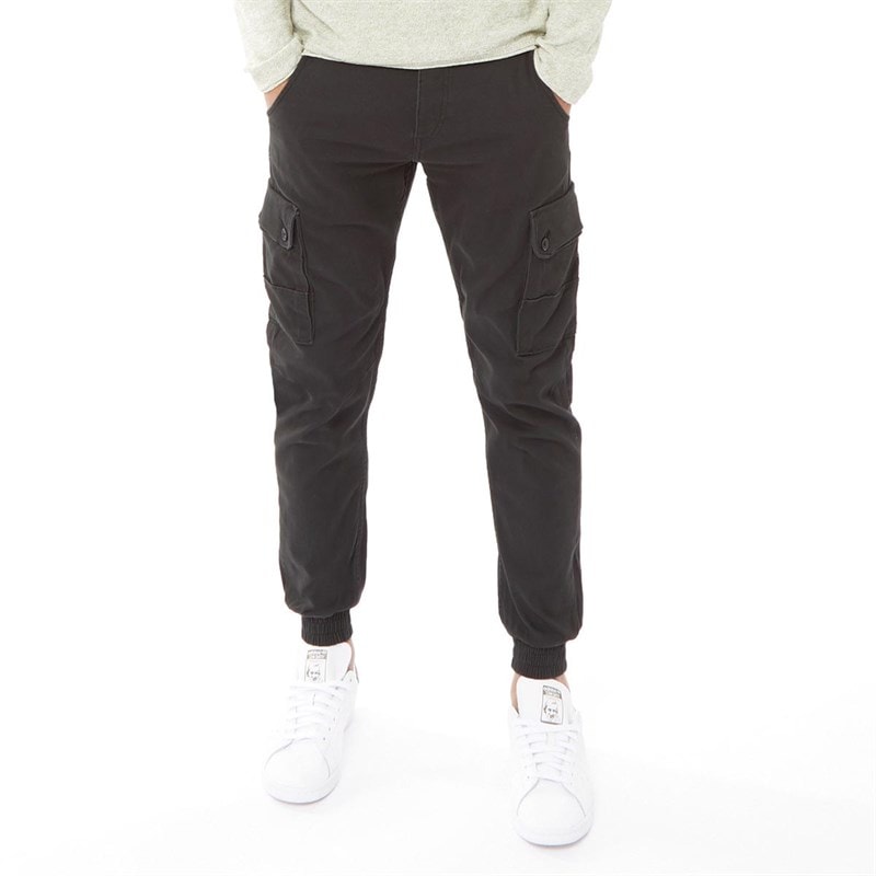 JACK & JONES Heren Paul Warner AKM 111 Cargo Broek Zwart - Afbeelding 1