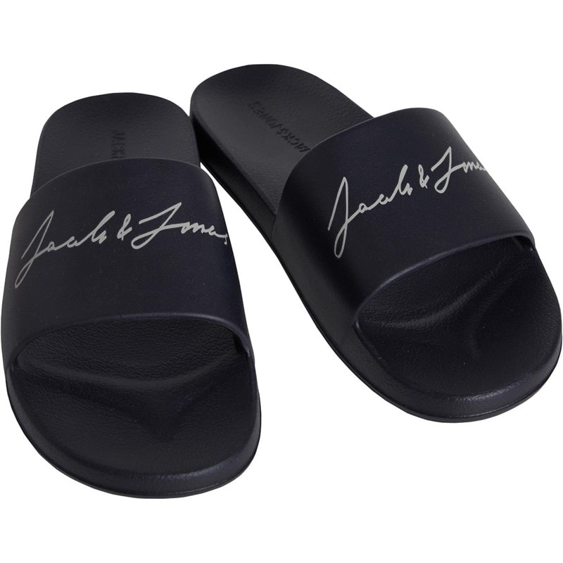 JACK & JONES Heren Gary Moulded Slides Slippers Zwart