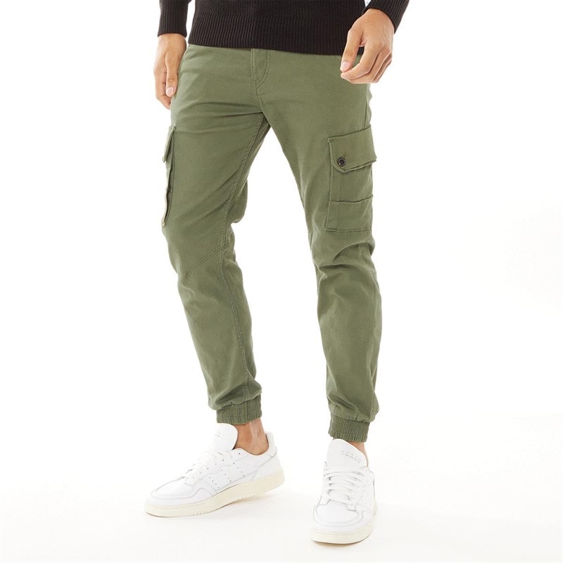 JACK & JONES Heren Paul Warner AKM 111 Cargo Broek Olijf Nacht - Afbeelding 1