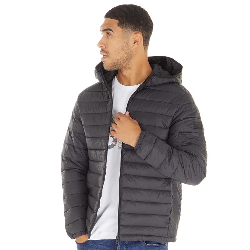JACK & JONES Heren Wayne Hoodie Puffer Jacke Schwarz - Afbeelding 1