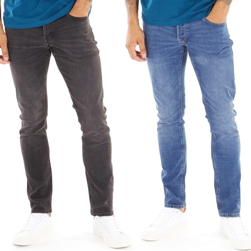 JACK & JONES Heren Glenn Sq354/327 Set van 2 Jeans Blauw/Zwart - Afbeelding 1