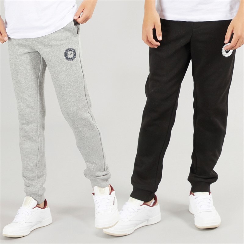 JACK & JONES Jongens Thomas Joggingbroek Set van 2 Licht Grijs Melange/Zwart