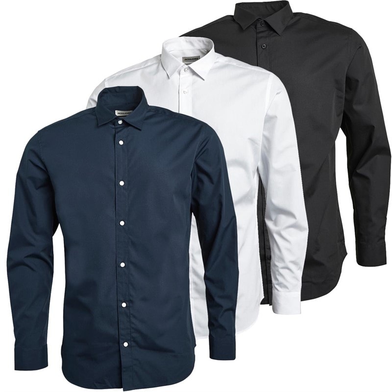 JACK & JONES Heren Joseph Drie-pack Langarm Shirts Navy/Wit/Zwart - Afbeelding 1