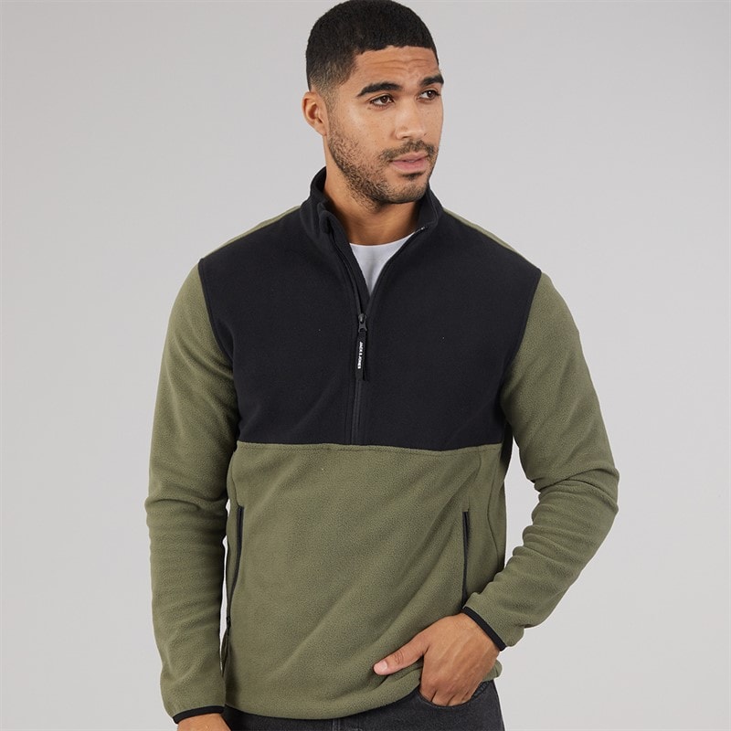 JACK & JONES Heren Fleece Half Zip Dusty Olive - Afbeelding 1