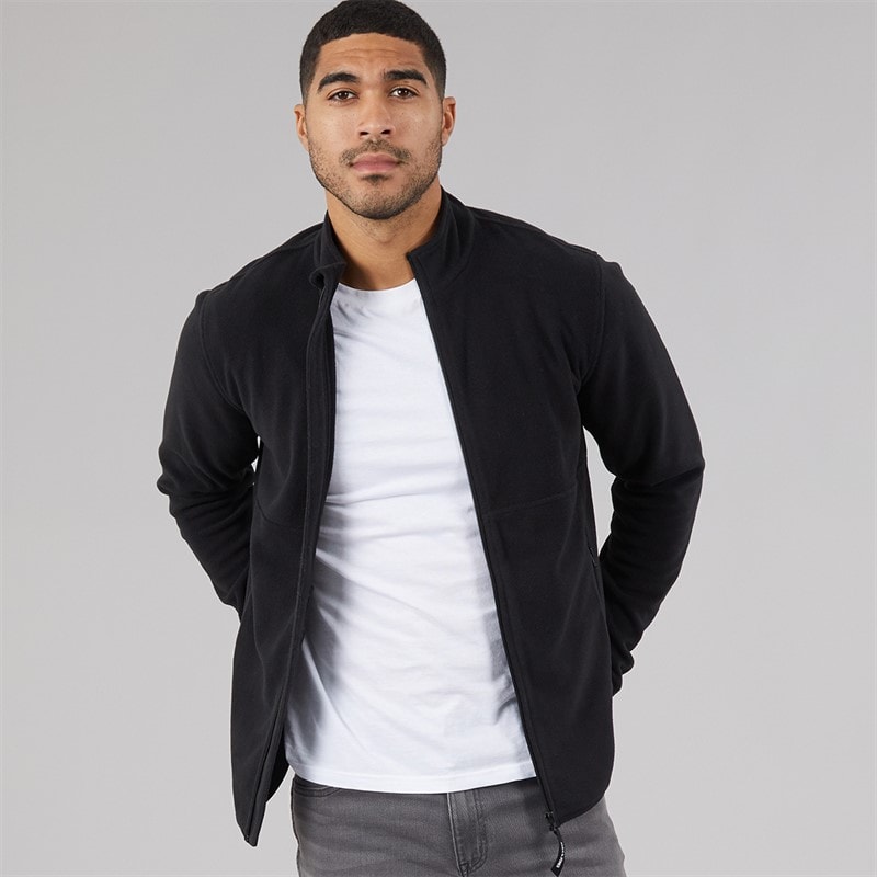 JACK & JONES Fleece met volledige rits Heren Zwart Vlam - Afbeelding 1