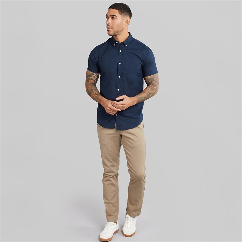 JACK & JONES Heren Klassiek Korte Mouw Oxford Shirt Marine Blazer - Afbeelding 3