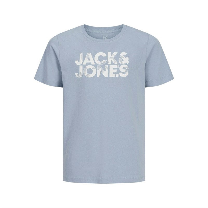 JACK & JONES Jongens Bloemen Merk Drie Pak T-shirts Wit/Ashley Blauw/Marine Blauw - Afbeelding 3