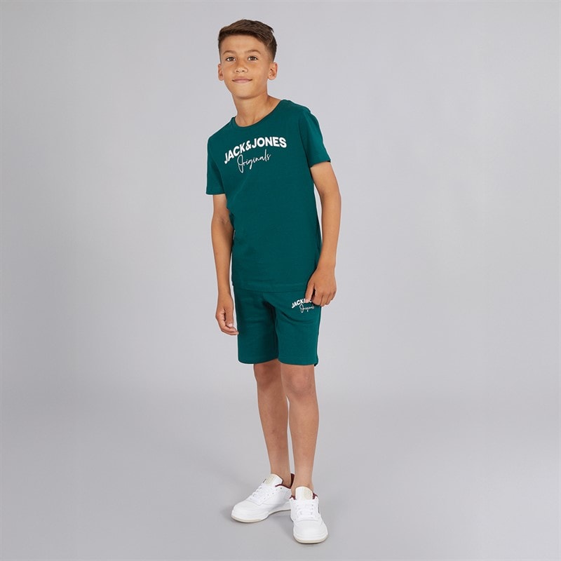 JACK & JONES Jongens Corp Trend T-shirt en Shorts Set Deep Teal - Afbeelding 3