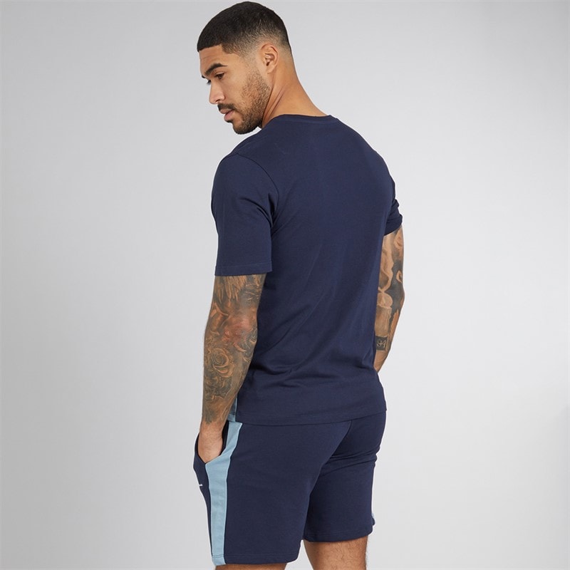 JACK & JONES Herren Trip T Shirt Und Shorts Set Navy Blazer - Bild 2